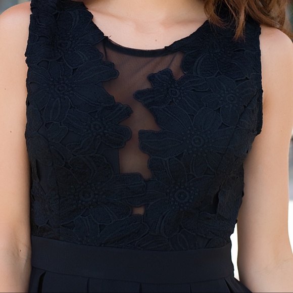 SALE | Little Black Dress w/ Sheer Floral Detail - Picture 2 of 6